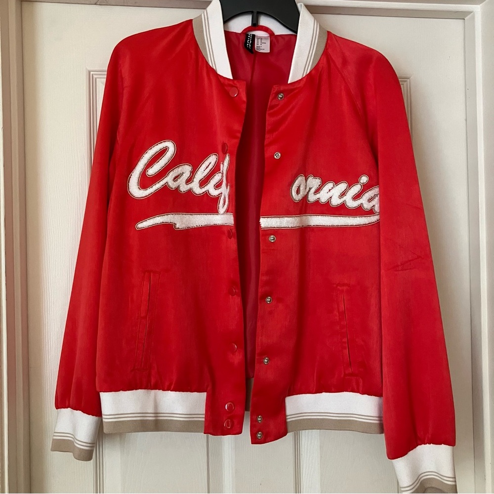 H&M California Satin Varsity Jacket 10
